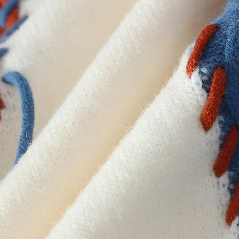 Patchwork Gebreide Trui Dames – Kleurblok Sweater met Uniek Design