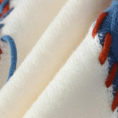 Patchwork Gebreide Trui Dames – Kleurblok Sweater met Uniek Design