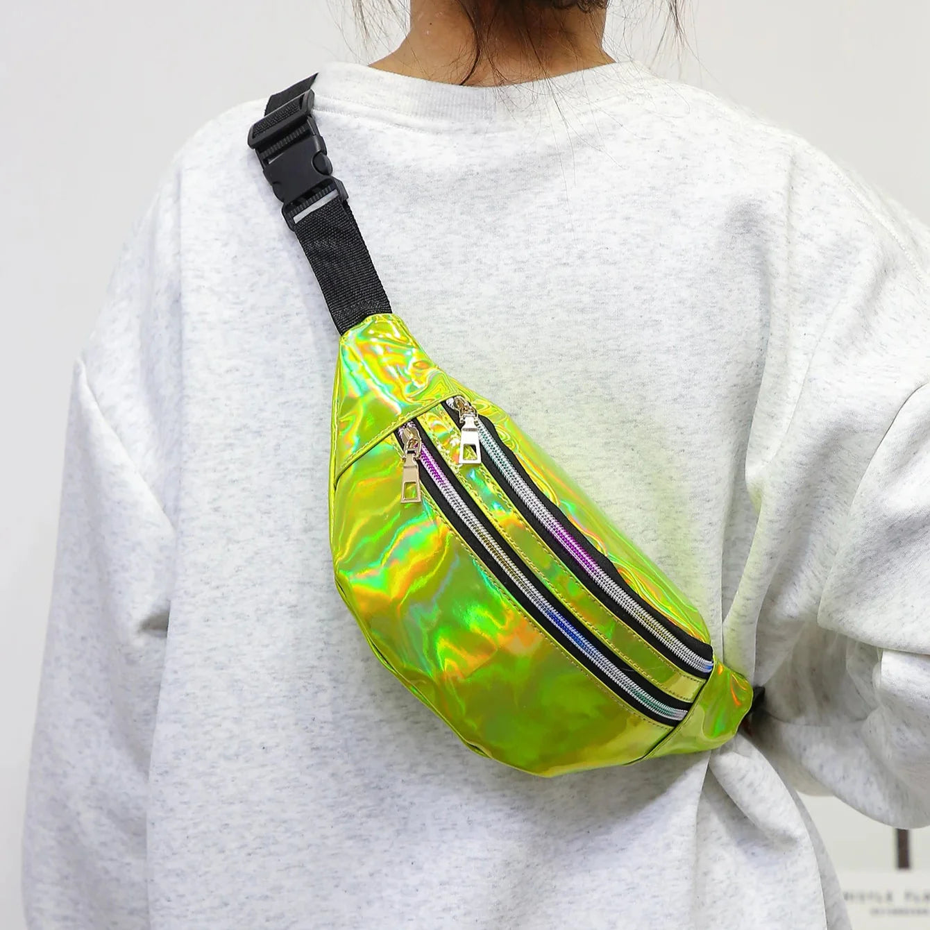 Holografische Heuptas – Fanny Pack met Ritssluiting – Festival & Streetstyle Crossbody