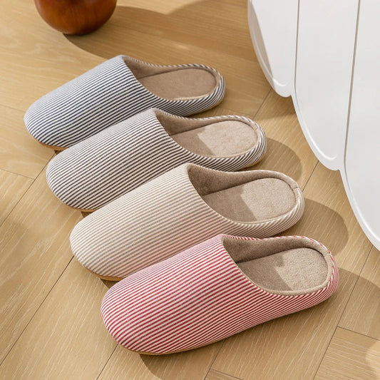 Unisex Gestreepte Pantoffels – Comfortabele Huisschoenen met Antislip Zool