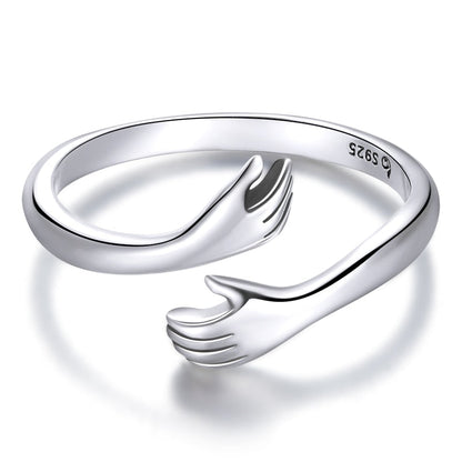 Kus en Knuffel Ring – Verstelbare Liefdesring met Symbolische Omhelzing