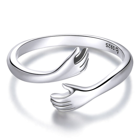 Kus en Knuffel Ring – Verstelbare Liefdesring met Symbolische Omhelzing