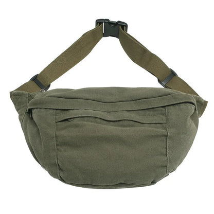 Unisex Canvas Heuptas XL – Ruime Crossbody Tas met Verstelbare Band