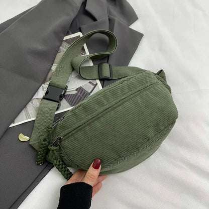 Groene Corduroy Crossbody Tas – Trendy, Praktisch & Comfortabel