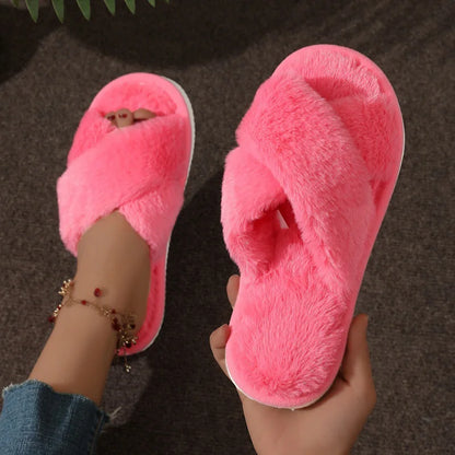 Dames Pantoffels met Open Teen – Comfortabele Huisschoenen met Kruisband Design