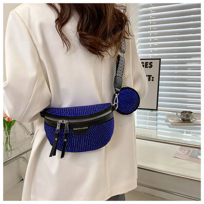 Chique Crossbody Heuptas met Studs – Luxe Schoudertas met Extra Pouch