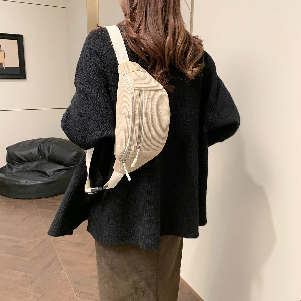 Corduroy Heuptas – Trendy Crossbody Tas voor Dames