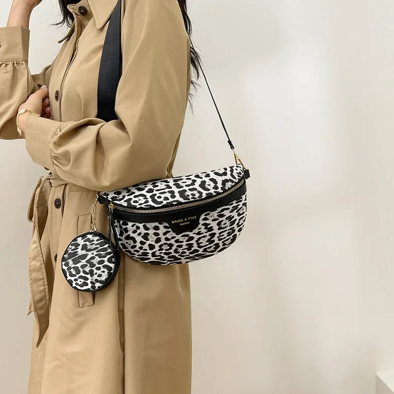 Leopard Print Crossbody & Heuptas – Trendy Panterlook – Verstelbare Band & Mini Pouch