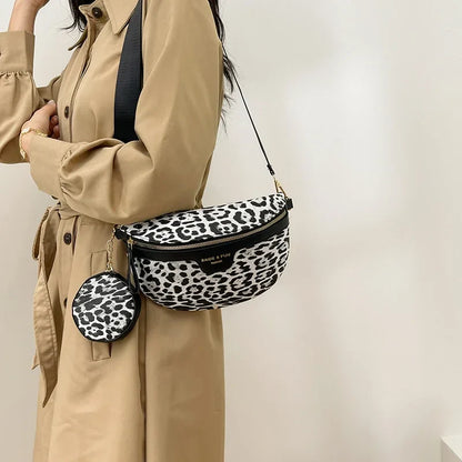 Leopard Print Crossbody & Heuptas – Trendy Panterlook – Verstelbare Band & Mini Pouch