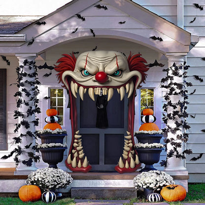 Halloween Clown Deurdecoratie – Enge Horror Clown Versiering voor Feest & Tuin