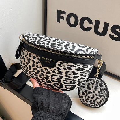 Leopard Print Crossbody & Heuptas – Trendy Panterlook – Verstelbare Band & Mini Pouch