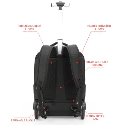 Trolley Rugzak met Trapklimwielen – Laptopvak – Waterdicht & Duurzaam – 35L – Voor School, Reizen & Werk