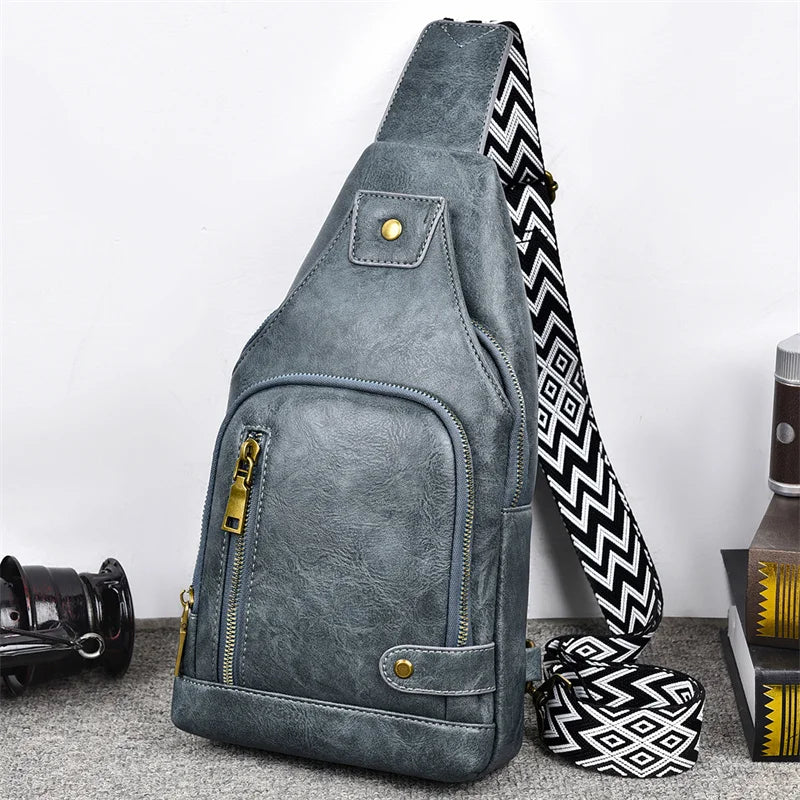 Vintage Crossbody Sling Bag – Schoudertas met Brede Strap & Meerdere Vakken