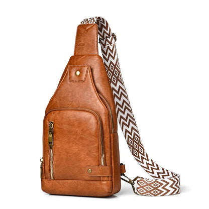 Vintage Crossbody Sling Bag – Schoudertas met Brede Strap & Meerdere Vakken