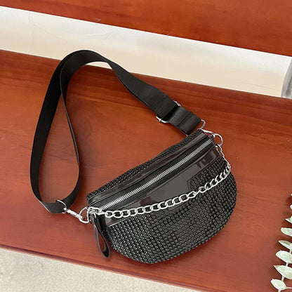 Zwarte Crossbody Heuptas met Ketting – Stoer, Trendy & Comfortabel