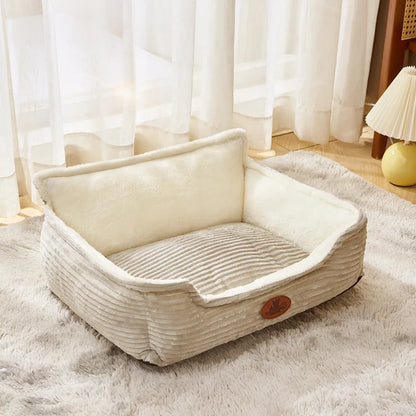 Corduroy Hondenmand & Kattenmand – Zachte Fluffy Huisdiermand met Hoge Randen