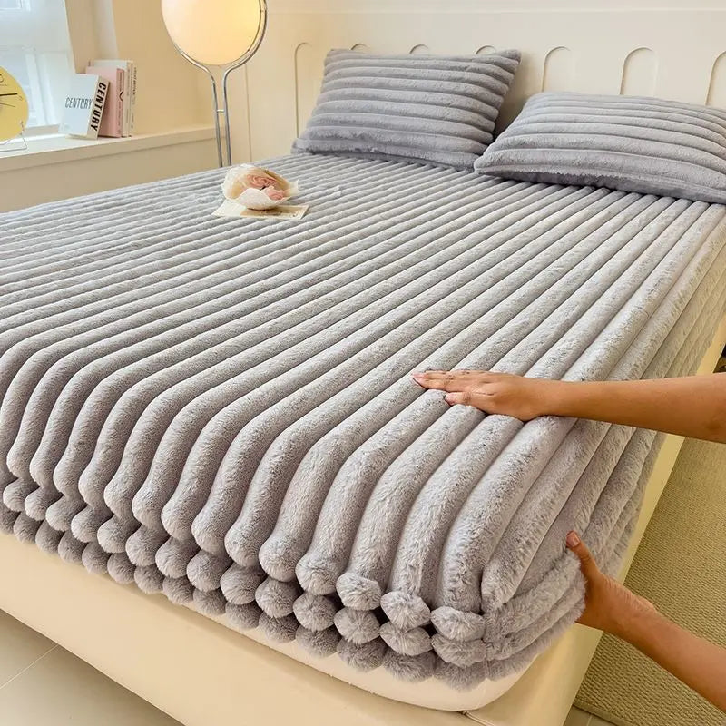 Fluwelen Fleece Bedsprei – Zachte Warme Deken met Ribbelstructuur voor Slaapkamer