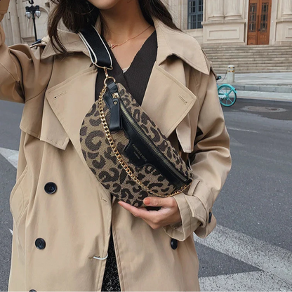 Leopard Crossbody & Heuptas met Gouden Ketting – Panterprint – Trendy & Verstelbare Band