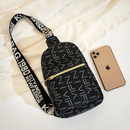 Streetstyle Mini Rugtas & Crossbody – Trendy Schoudertas met Print & Ritssluiting – Compact & Praktisch