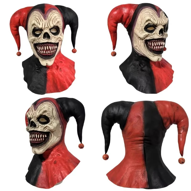 Jester Clown Masker – Enge Horror Masker Rood/Zwart voor Halloween