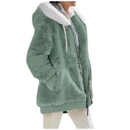 Oversized Teddy Jas met Capuchon – Warme Dames Winterjas met Zakken