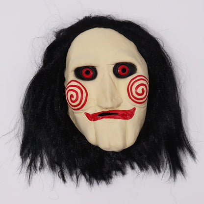 Billy The Puppet Mask – Griezelig Halloween Masker met Rode Wangen & Zwart Haar