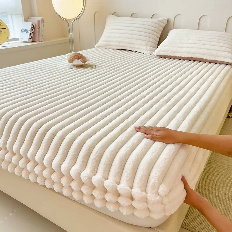 Fluwelen Fleece Bedsprei – Zachte Warme Deken met Ribbelstructuur voor Slaapkamer