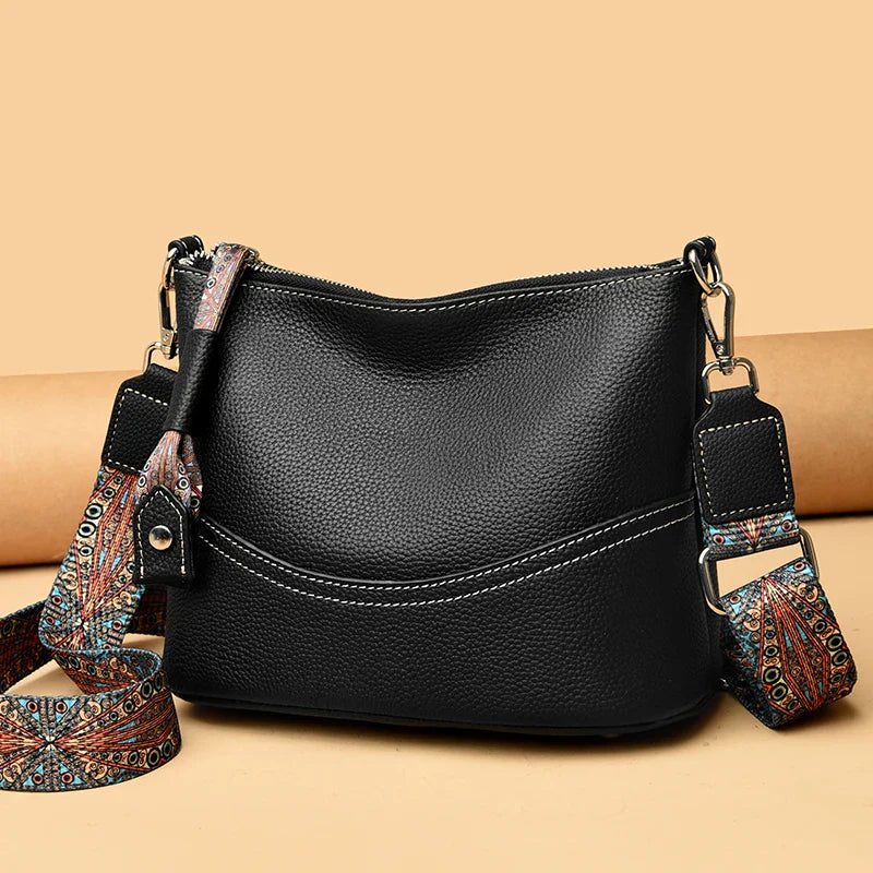 Schoudertas & Crossbody Bag – Zwart | Dames Handtas met Brede Band