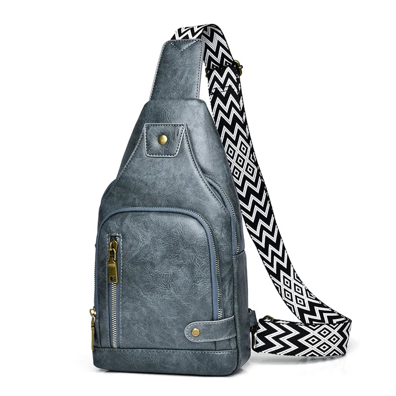 Vintage Crossbody Sling Bag – Schoudertas met Brede Strap & Meerdere Vakken