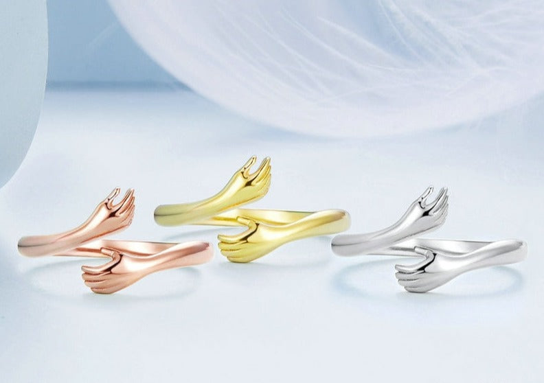 Kus en Knuffel Ring – Verstelbare Liefdesring met Symbolische Omhelzing