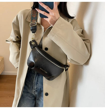 Leren Crossbody Heuptas – Luxe Schoudertas met Brede Band