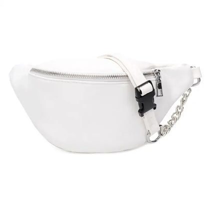 Zwarte Crossbody Heuptas met Subtiele Ketting – Minimalistisch & Stoer