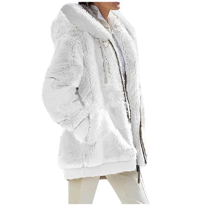 Oversized Teddy Jas met Capuchon – Warme Dames Winterjas met Zakken