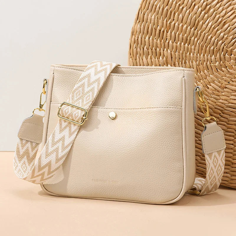 Dames Schoudertas met Brede Strap – Stijlvolle Crossbody Tas met Ruime Vakken