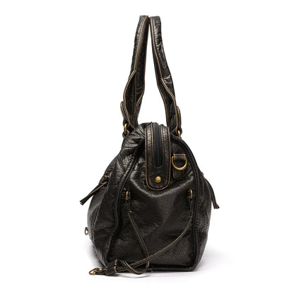 Luxe Zwarte Leren Handtas Dames – Tijdloos Design & Ruime Schoudertas