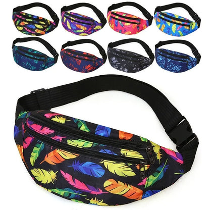 Heuptas met Kleurrijke Verenprint – Verstelbare Crossbody & Festival Tas