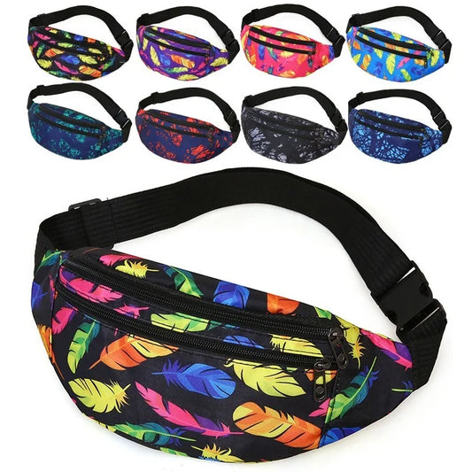 Heuptas met Kleurrijke Verenprint – Verstelbare Crossbody & Festival Tas