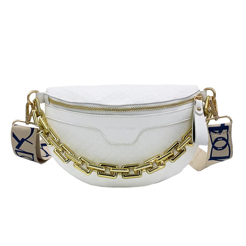 Stijlvolle Crossbody Heuptas – Schoudertas met Goudkleurige Ketting & Verstelbare Band