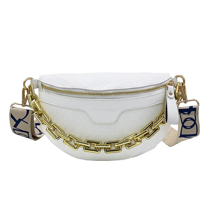 Stijlvolle Crossbody Heuptas – Schoudertas met Goudkleurige Ketting & Verstelbare Band