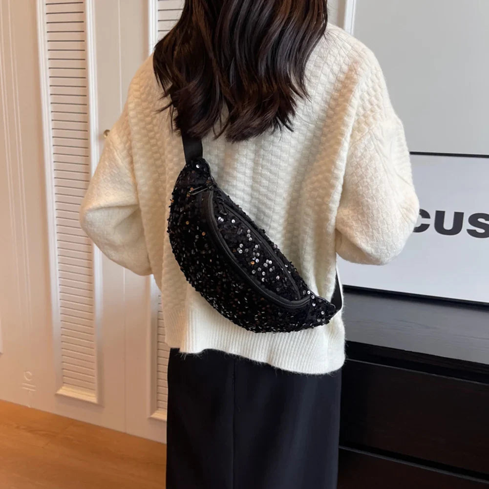Zwarte Crossbody Tas met Pailletten – Chic, Trendy & Comfortabel