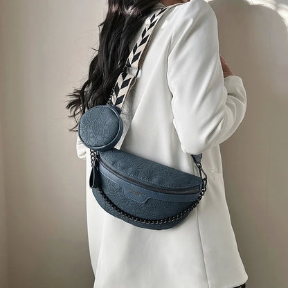 Trendy Crossbody Schoudertas – Fashion Heuptas met Ketting & Extra Pouch
