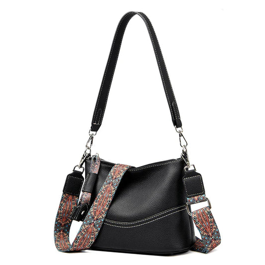 Schoudertas & Crossbody Bag – Zwart | Dames Handtas met Brede Band