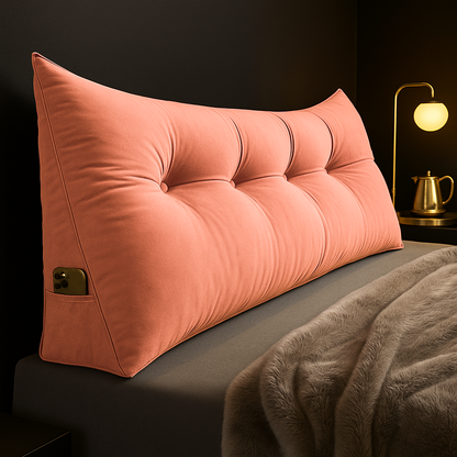 Lang Hoofdbord Kussen – Ergonomisch Rugsteun Kussen met Zijvakken voor Bed