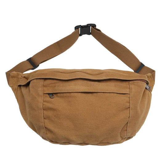 Unisex Canvas Heuptas XL – Ruime Crossbody Tas met Verstelbare Band