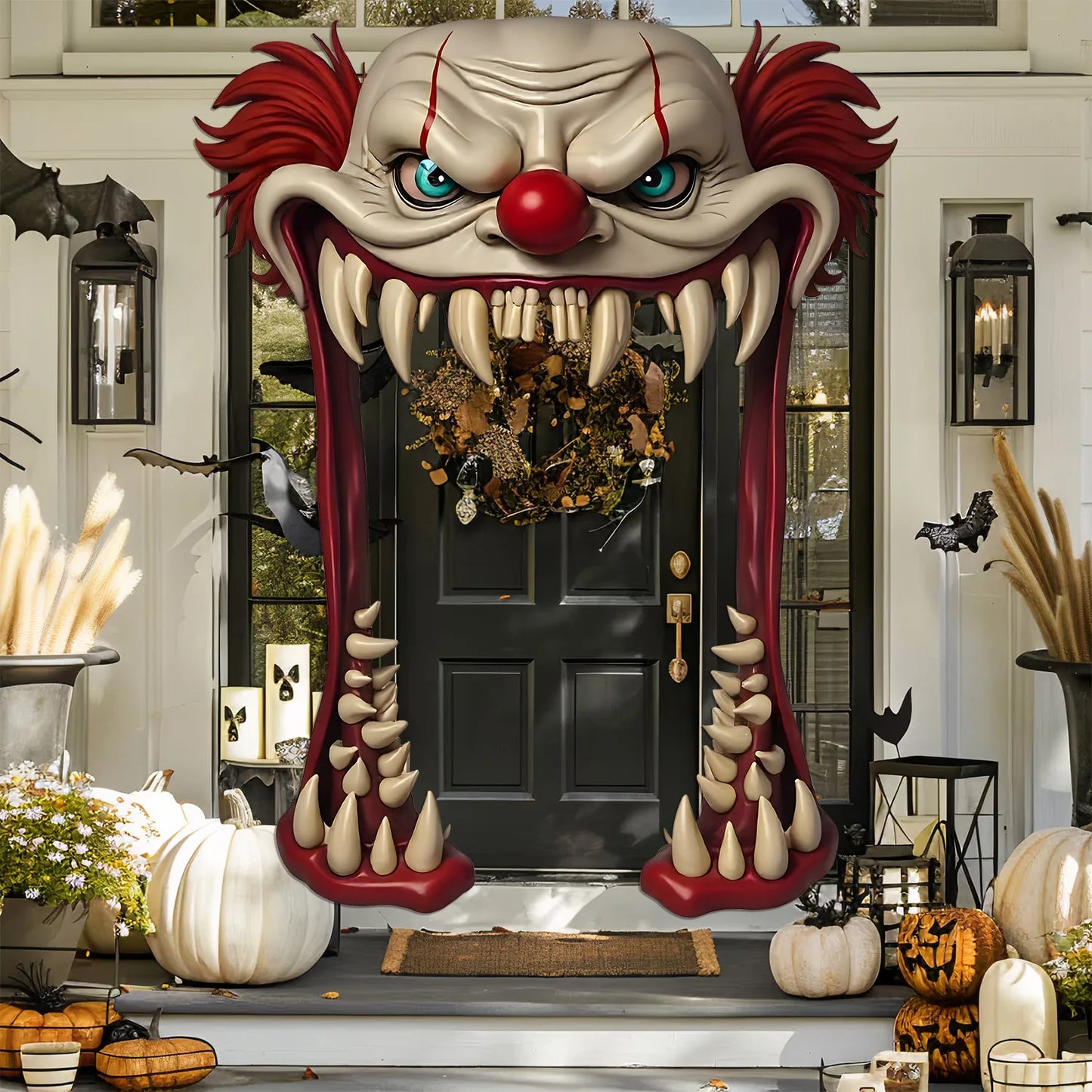 Halloween Clown Deurdecoratie – Enge Horror Clown Versiering voor Feest & Tuin