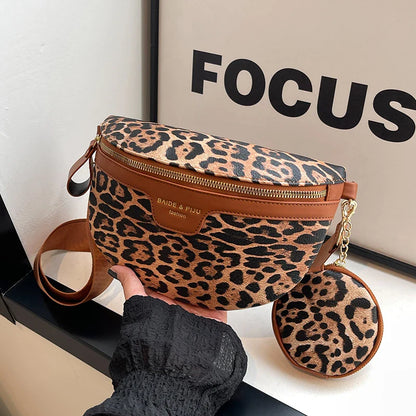 Leopard Print Crossbody & Heuptas – Trendy Panterlook – Verstelbare Band & Mini Pouch