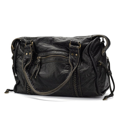 Luxe Zwarte Leren Handtas Dames – Tijdloos Design & Ruime Schoudertas