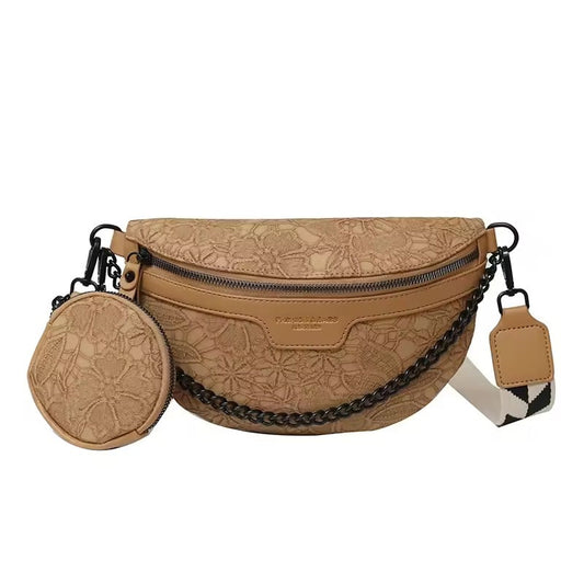 Trendy Crossbody Schoudertas – Fashion Heuptas met Ketting & Extra Pouch