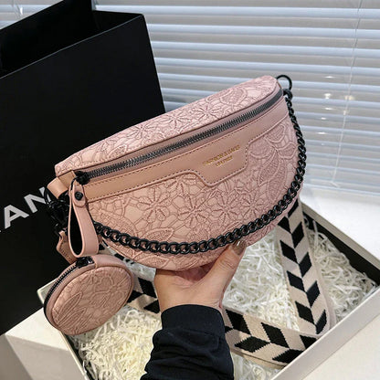Trendy Crossbody Schoudertas – Fashion Heuptas met Ketting & Extra Pouch