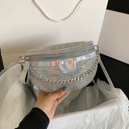 Glitter Schoudertas & Heuptas – Zilver | Dames Crossbody Bag